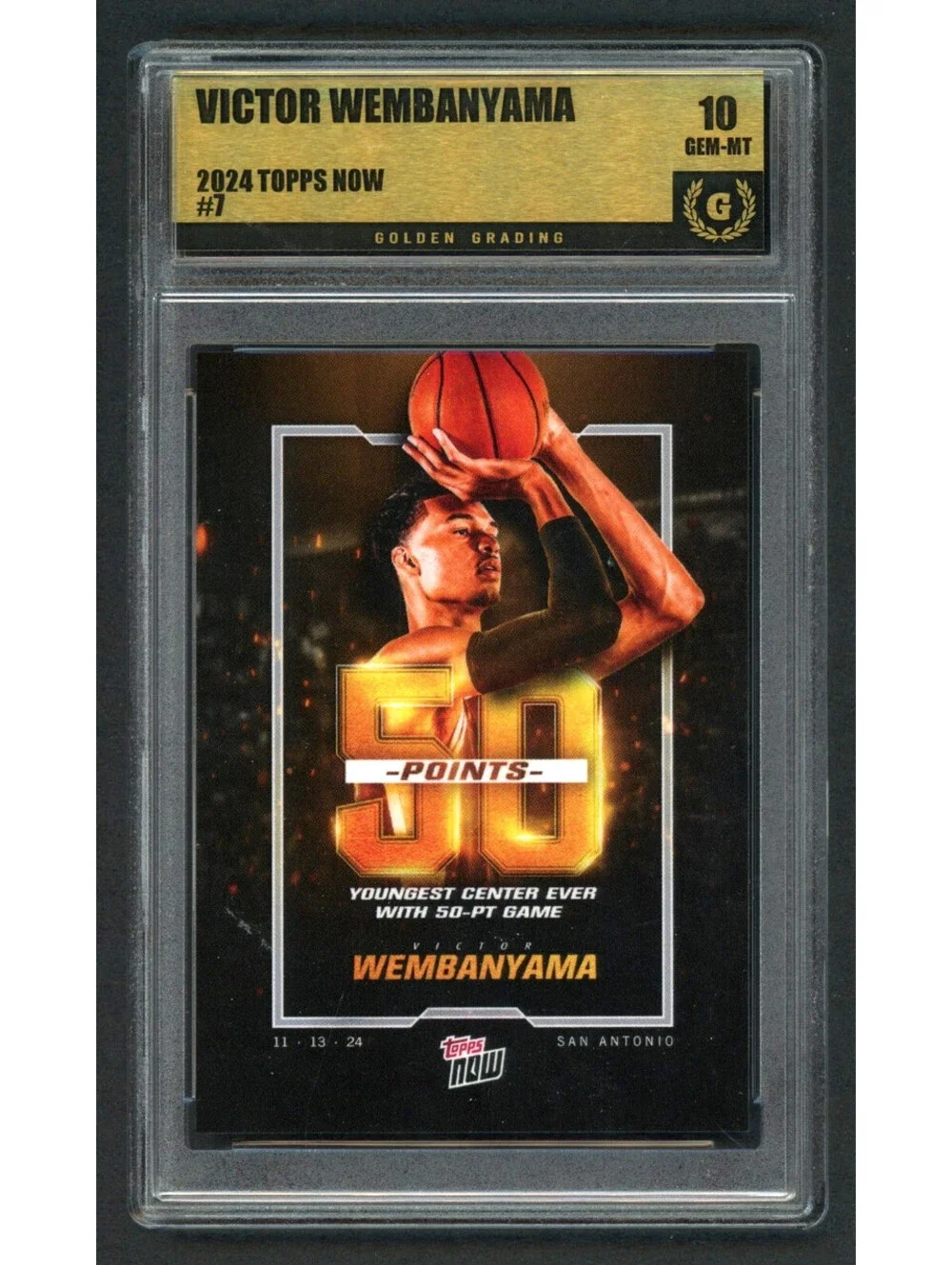 2024-25 Topps Now #7 Victor Wembanyama Spurs 50 Pts. Game Gem Mint 10